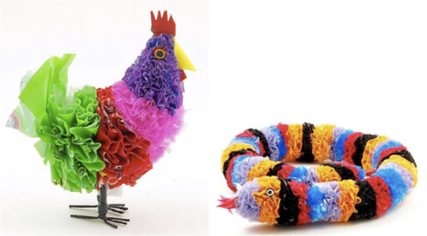Recycled Plastic Bag Animals  (available for purchase at WOW Imports, or better yet, create your own!)